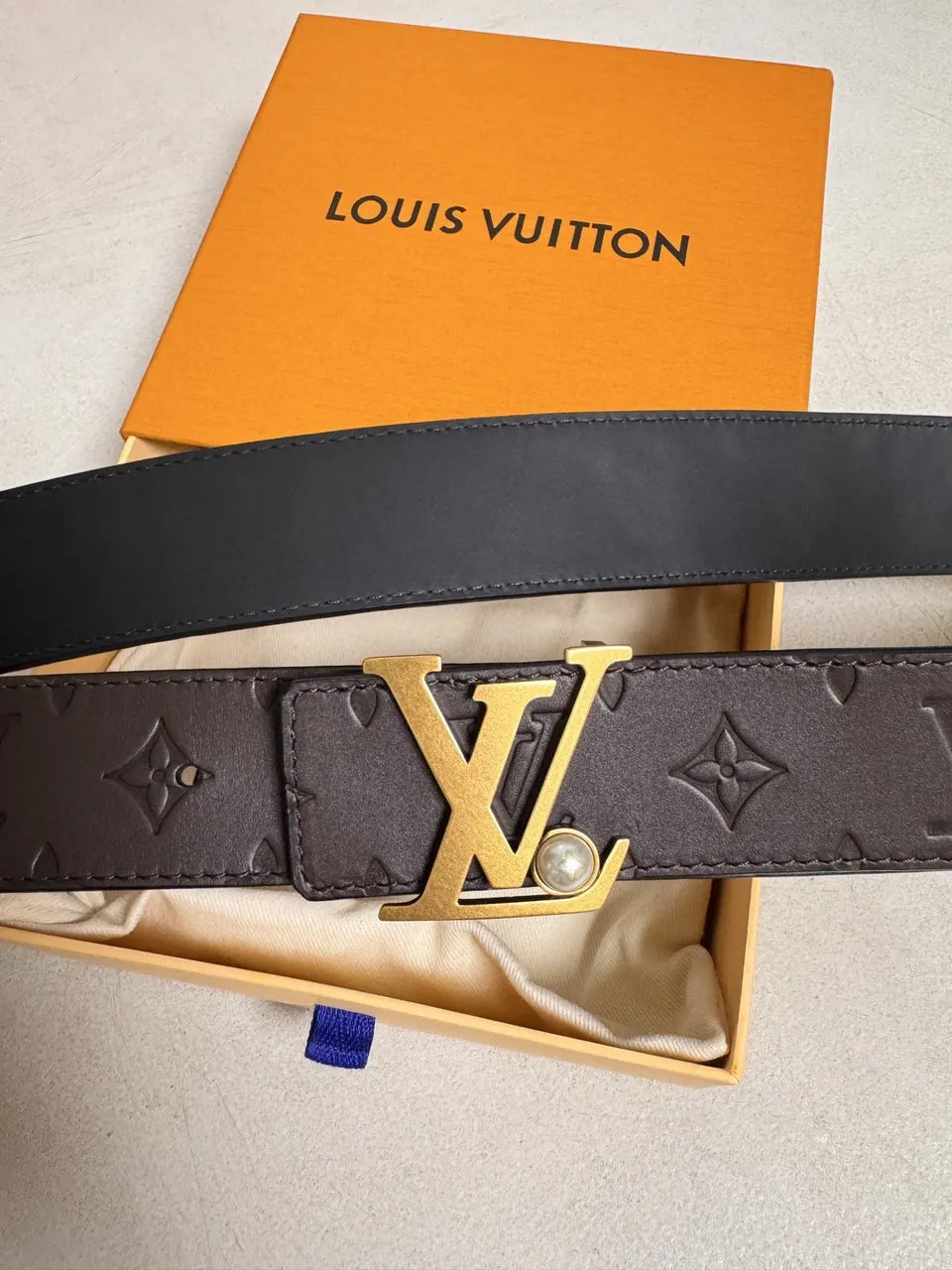 Brown Embossed Leather Belt - Hình 8