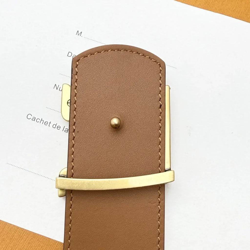 gold Louis Vuitton Cream Monogram Belt - Hình 8