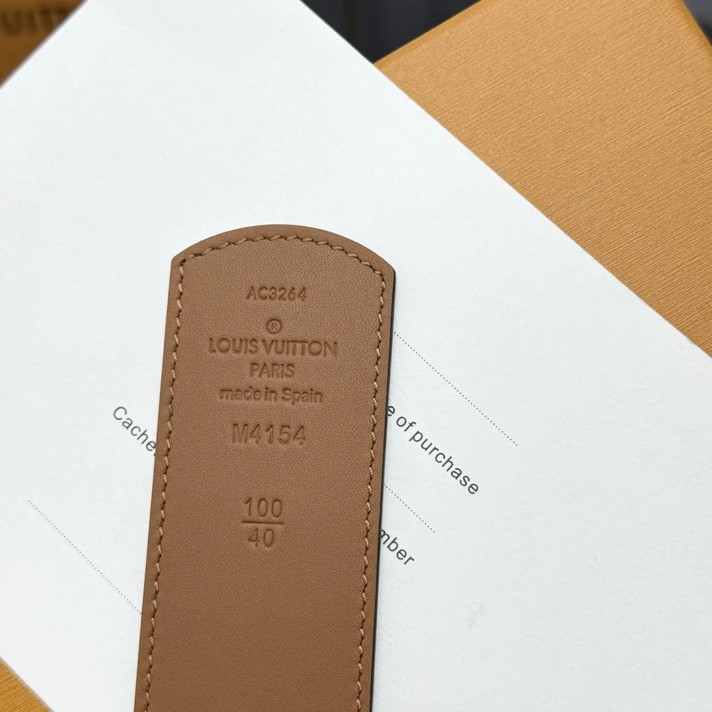 gold Louis Vuitton Cream Monogram Belt - Hình 9