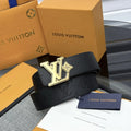 Louis Vuitton Black Leather Belt gold lv