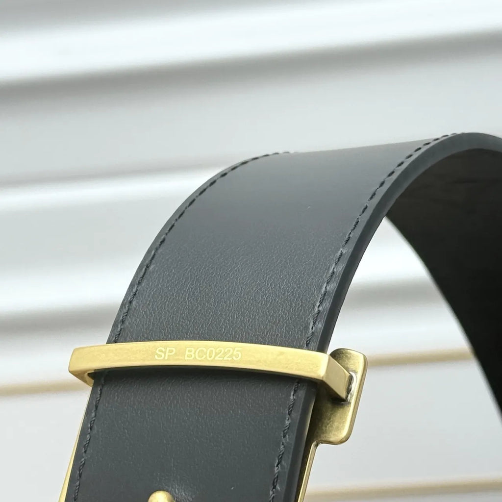 Louis Vuitton Black Leather Belt gold lv - Hình 8