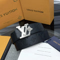 silver Louis Vuitton Matte Black LV Initial Belt