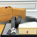 Louis Vuitton Black Taurillon Leather Belt silver lv