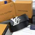 Louis Vuitton Black Epi Leather Belt silver