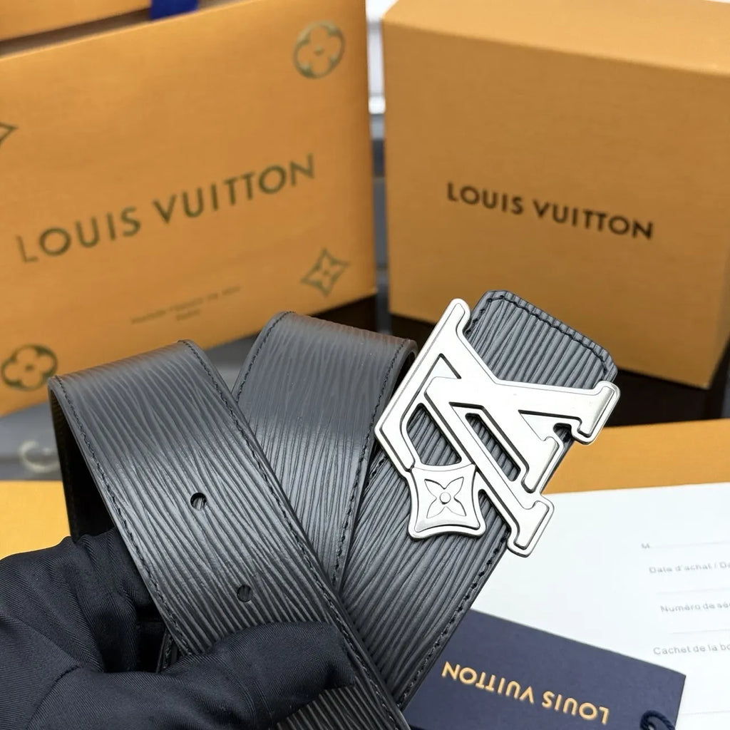 Louis Vuitton Black Epi Leather Belt silver - Hình 4
