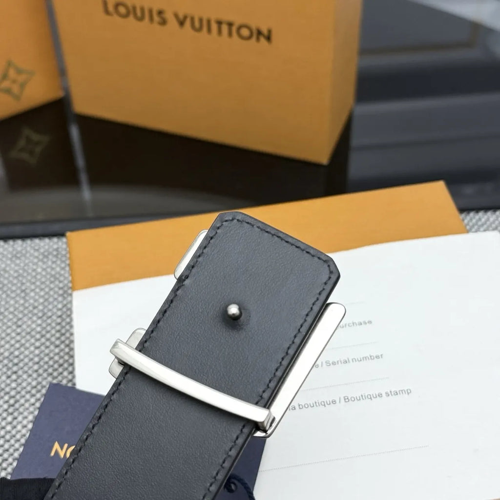 Louis Vuitton Black Epi Leather Belt silver - Hình 6