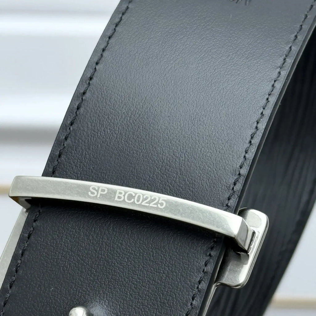 Louis Vuitton Black Epi Leather Belt silver - Hình 8