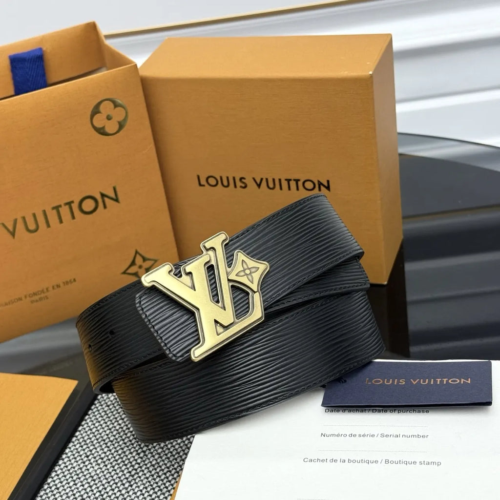 black Louis Vuitton Epi Leather Belt