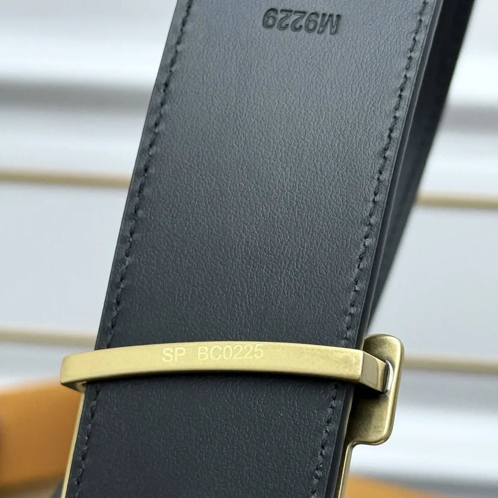 black Louis Vuitton Epi Leather Belt - Hình 7