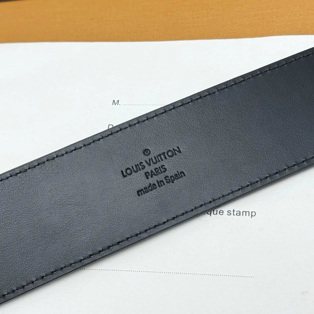 black Louis Vuitton Epi Leather Belt - Hình 8