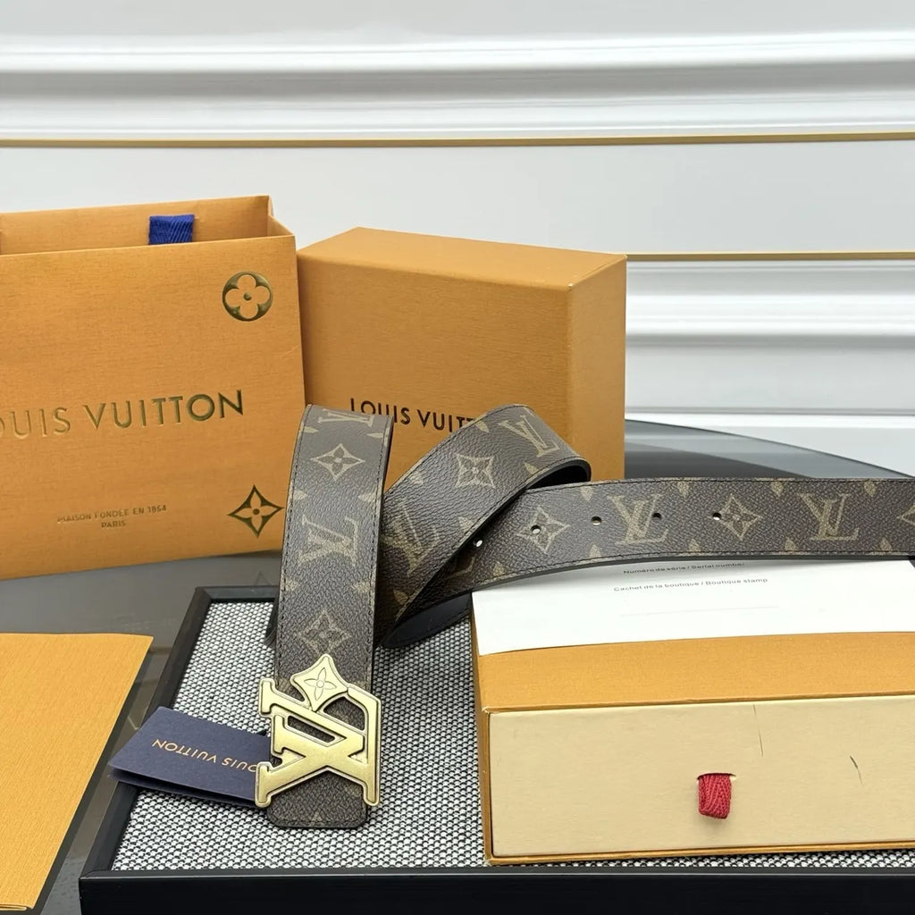 LV Monogram Brown Belt Gold Buckle - Hình 2