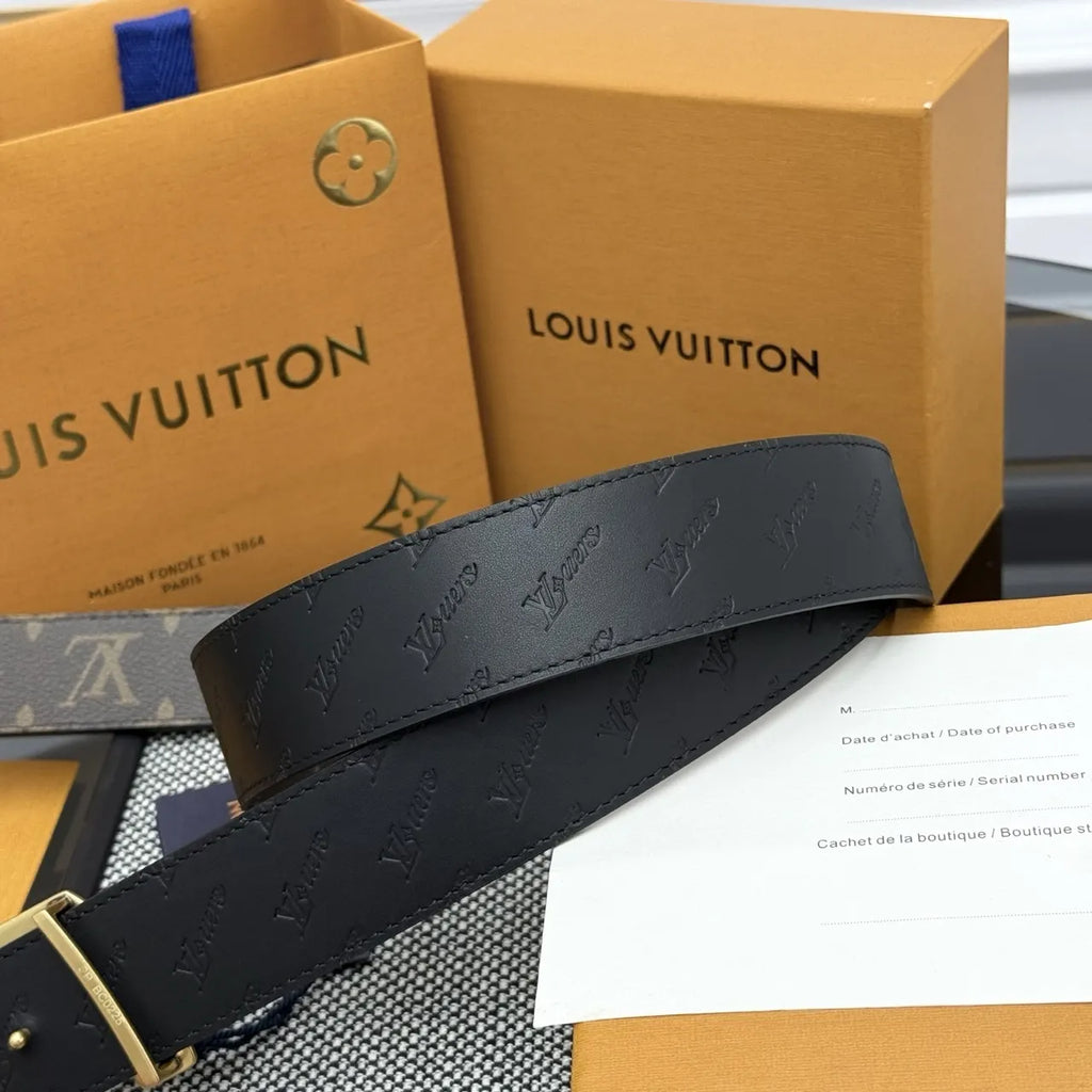 LV Monogram Brown Belt Gold Buckle - Hình 3