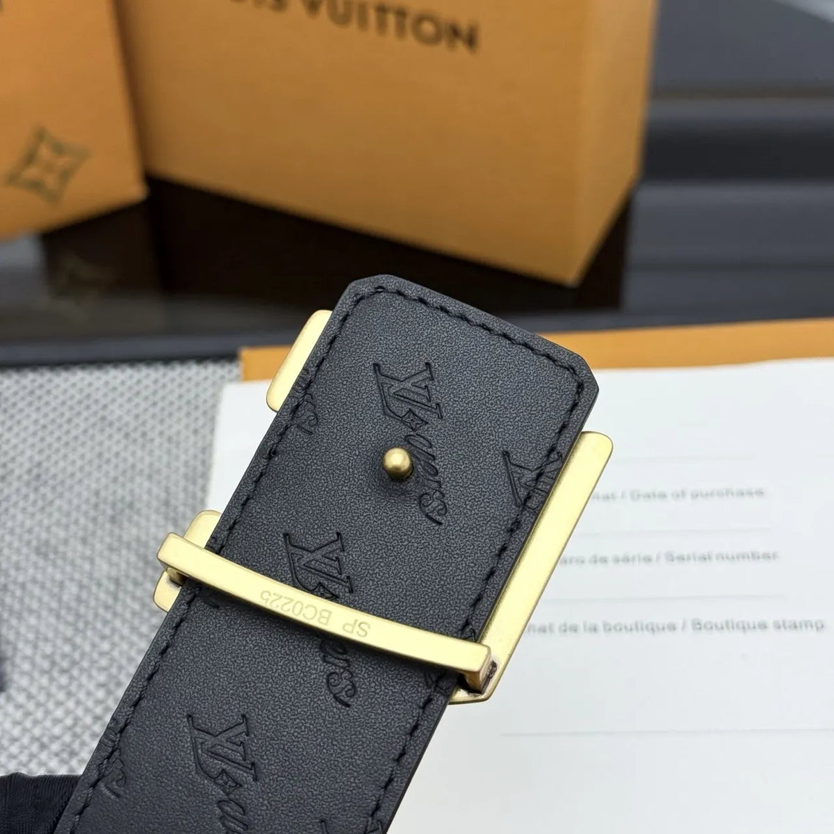 LV Monogram Brown Belt Gold Buckle - Hình 6