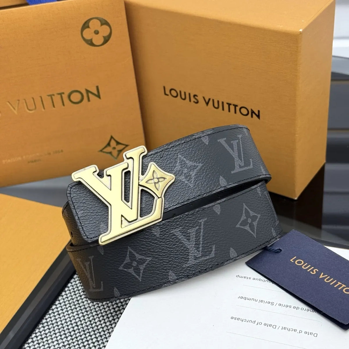 Black Monogram Shadow Belt