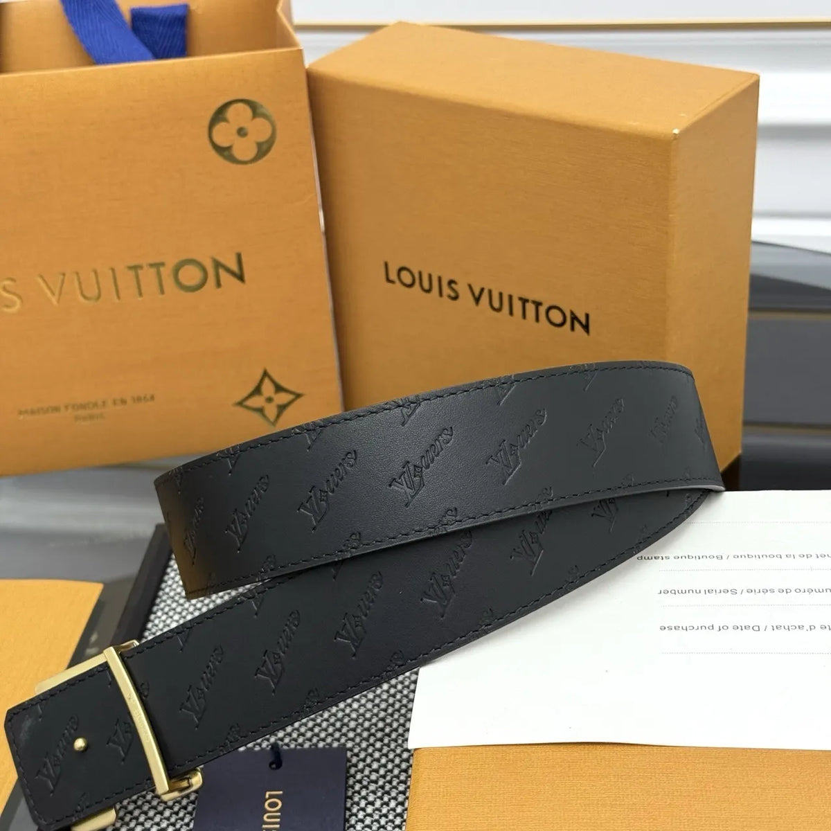 Black Monogram Shadow Belt - Hình 3