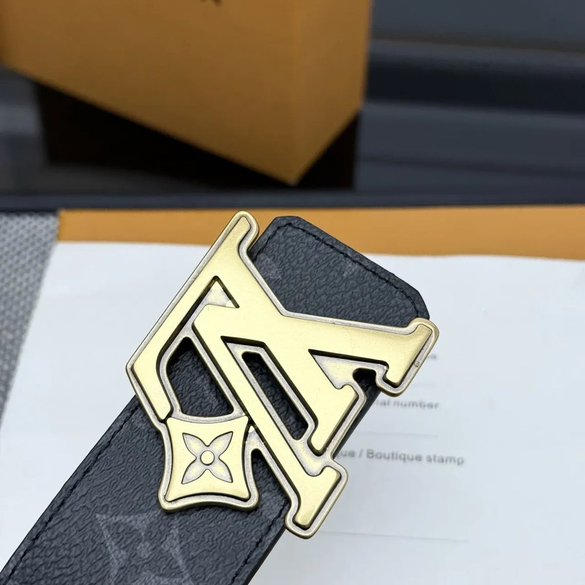 Black Monogram Shadow Belt - Hình 5