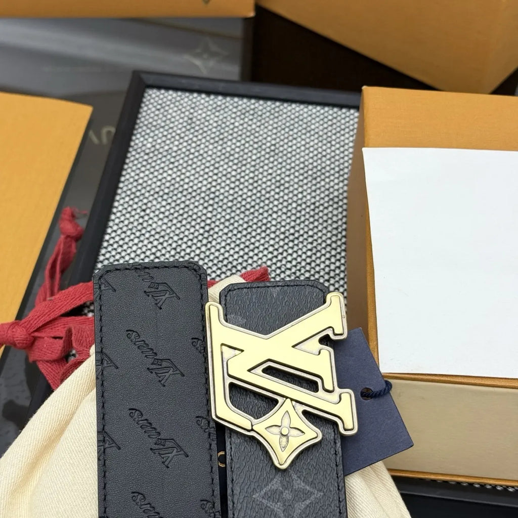 Black Monogram Shadow Belt - Hình 8