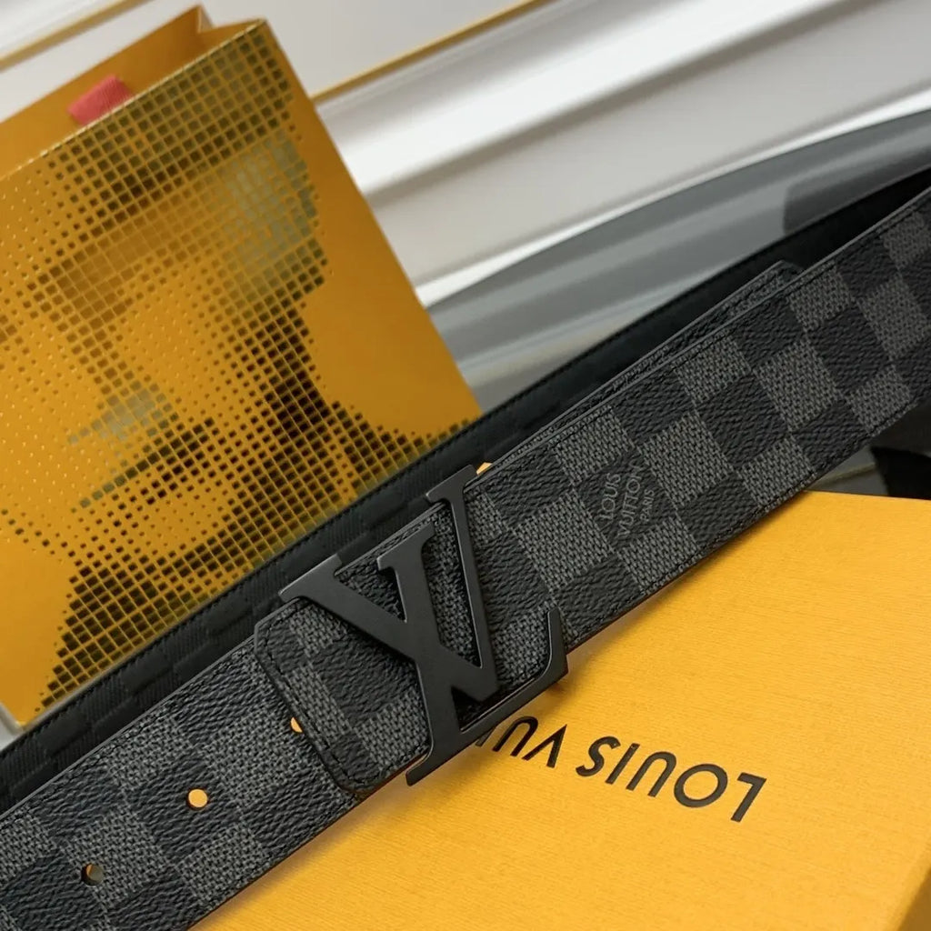 matte Louis Vuitton Damier Infini Black Belt - Hình 2