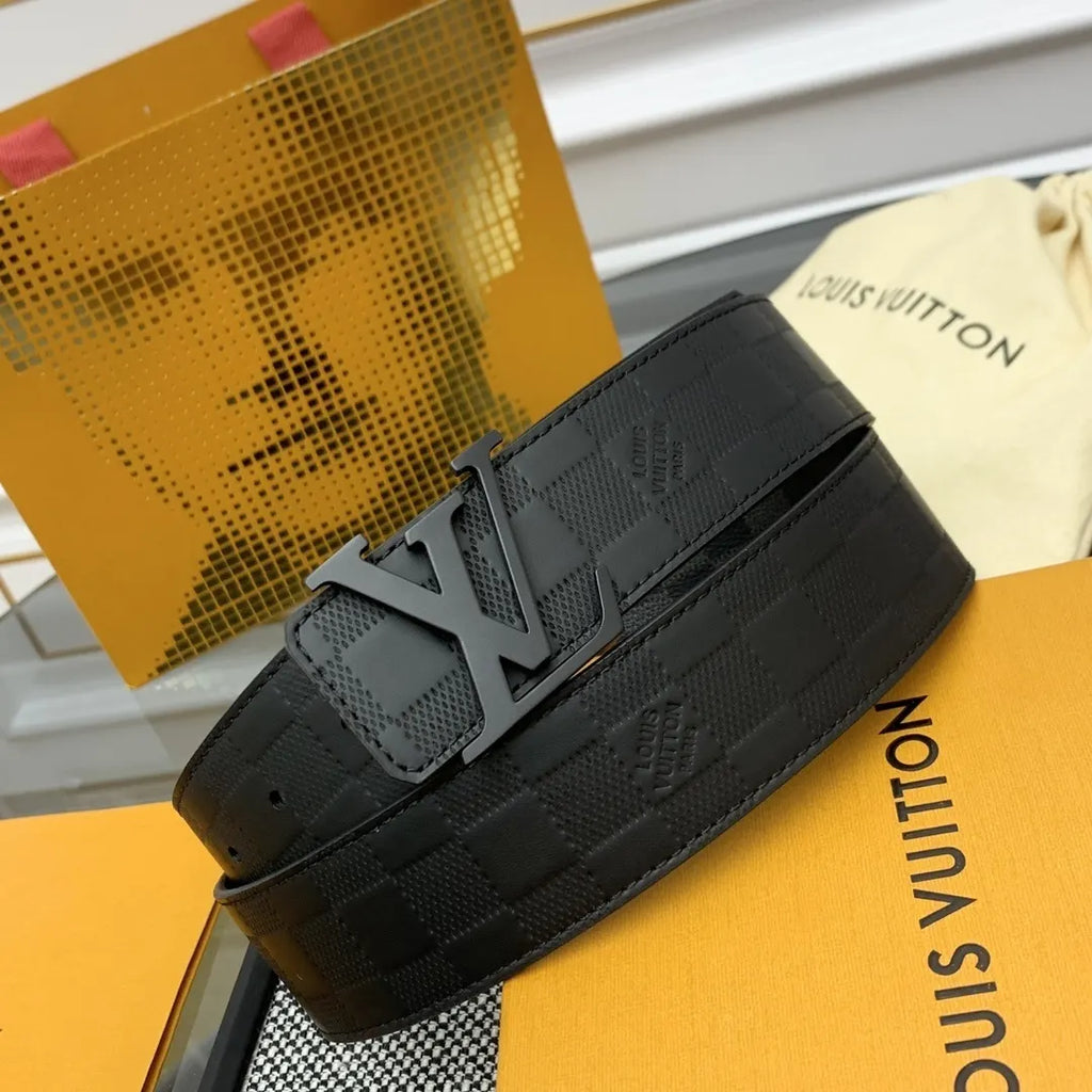 matte Louis Vuitton Damier Infini Black Belt - Hình 3