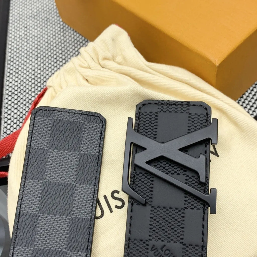 matte Louis Vuitton Damier Infini Black Belt - Hình 6