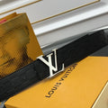 silver Louis Vuitton Damier Black Belt