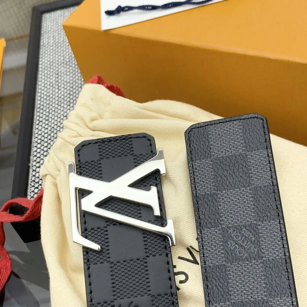 silver Louis Vuitton Damier Black Belt - Hình 5