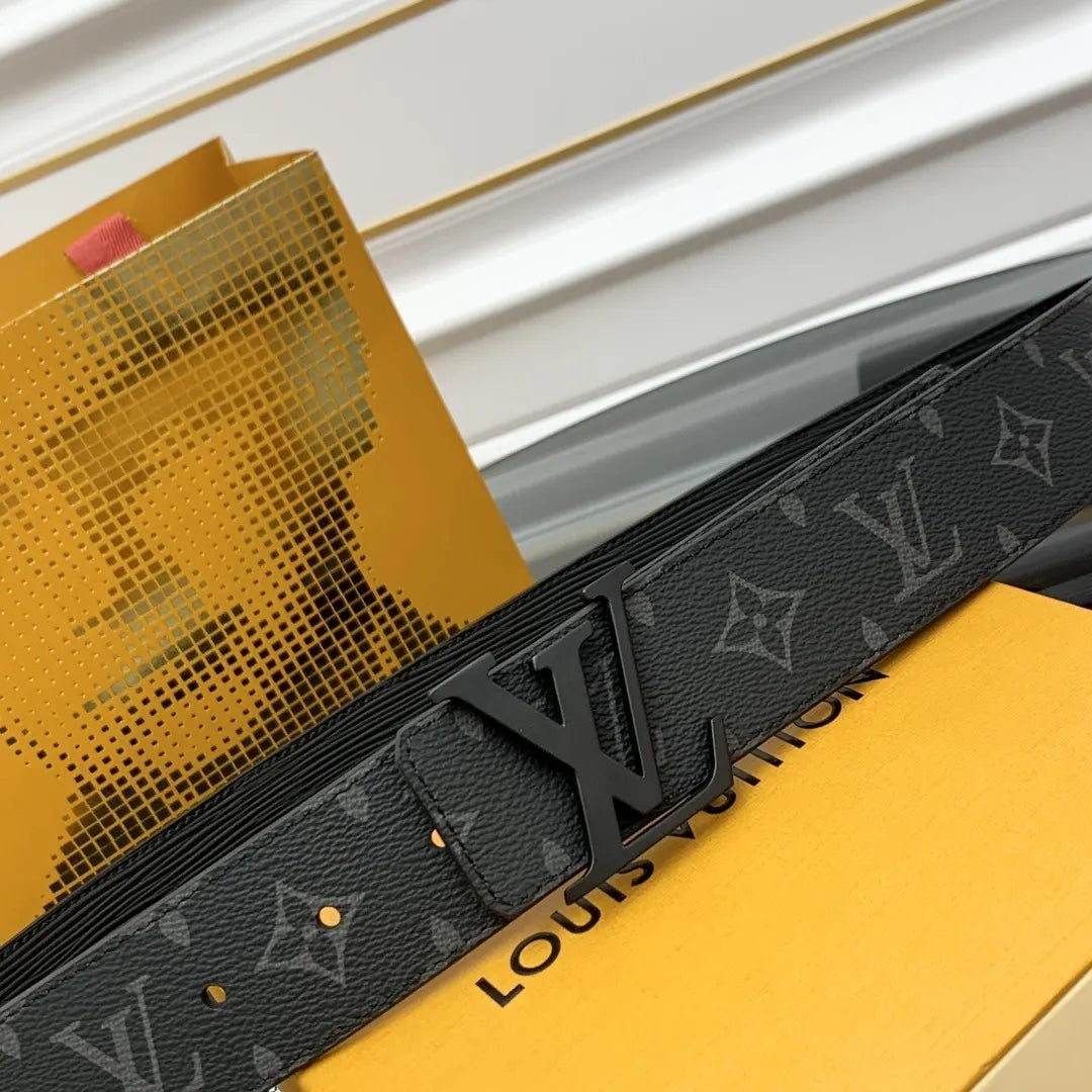 matte Louis Vuitton Black Epi Leather Belt - Hình 2