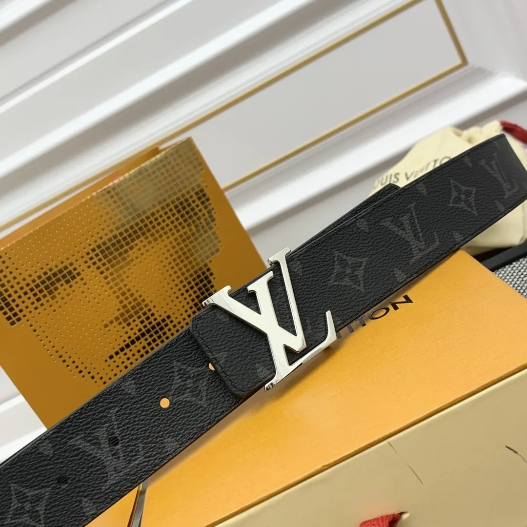 Louis Vuitton Black Epi Leather Belt silver - Hình 2