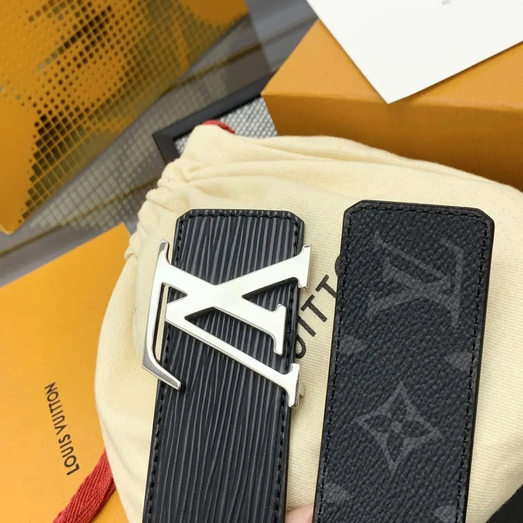 Louis Vuitton Black Epi Leather Belt silver - Hình 6