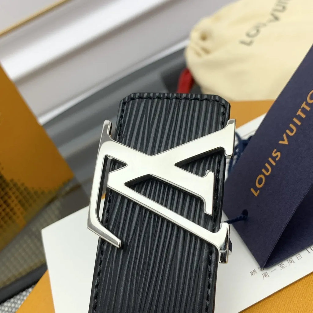 Louis Vuitton Black Epi Leather Belt silver - Hình 7