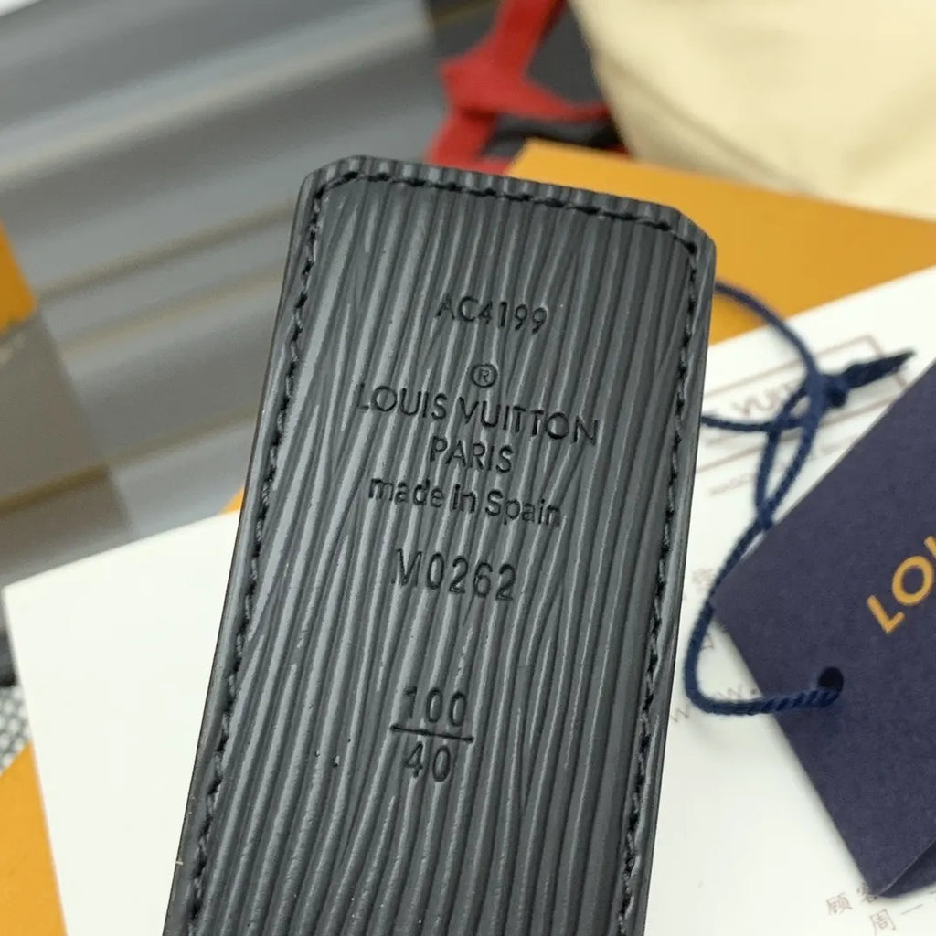 Louis Vuitton Black Epi Leather Belt silver - Hình 9