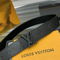 buckle Louis Vuitton Matte Black Embossed Belt