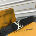 buckle Louis Vuitton Embossed Belt Black