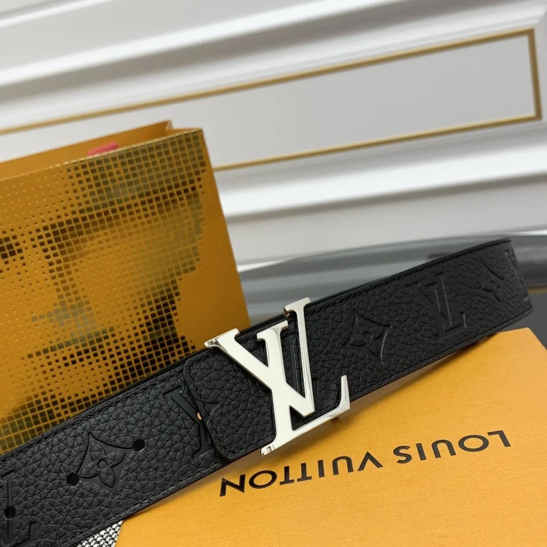 buckle Louis Vuitton Embossed Belt Black