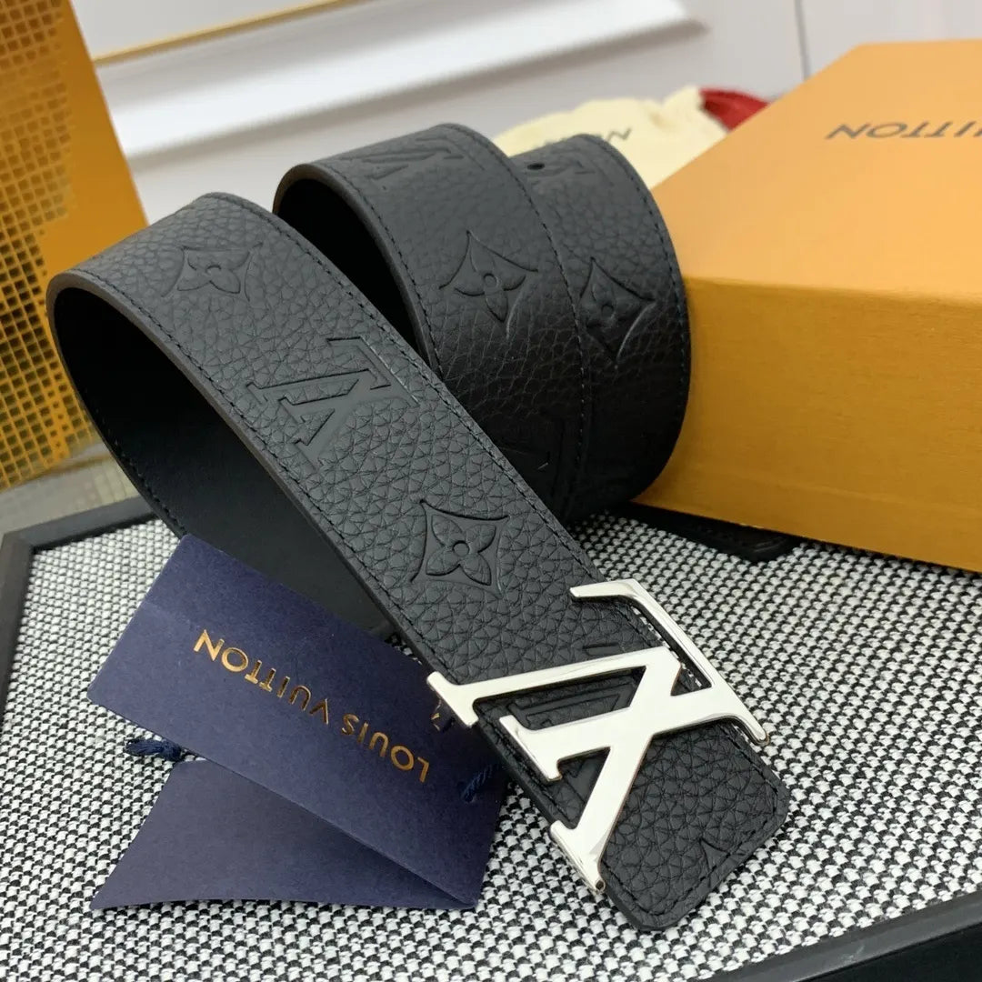 buckle Louis Vuitton Embossed Belt Black - Hình 3