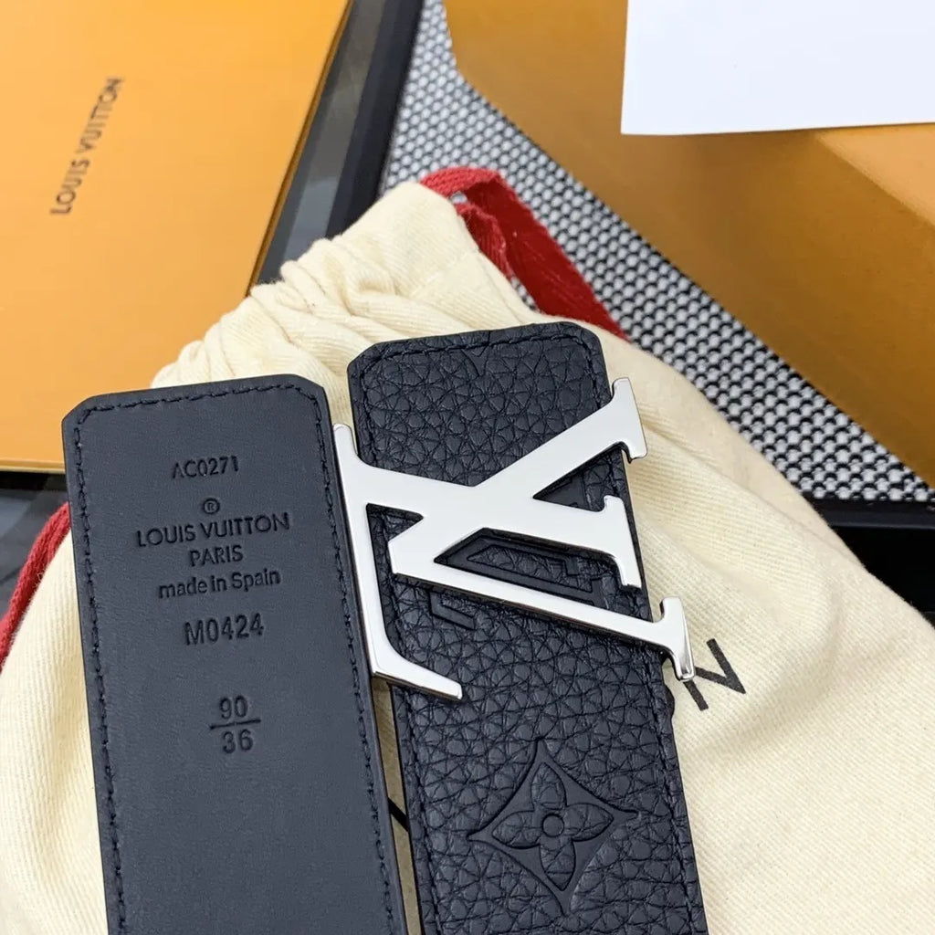 buckle Louis Vuitton Embossed Belt Black - Hình 5