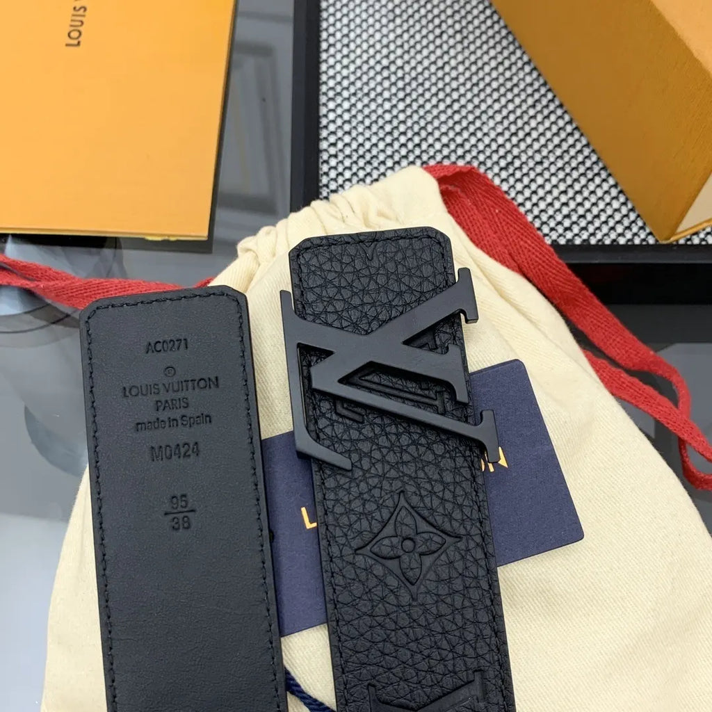 Louis Vuitton Matte Black Buckle Belt - Hình 5