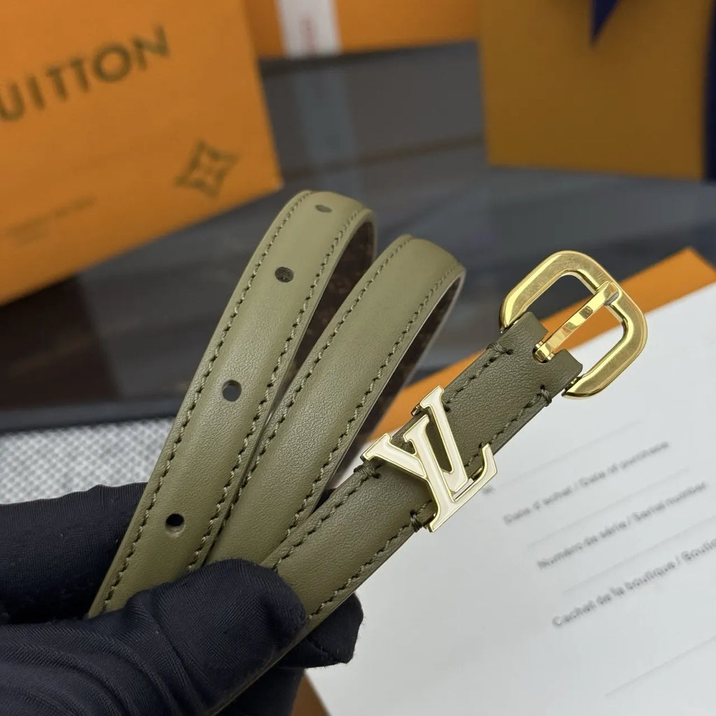 Louis Vuitton Olive Green Leather Belt - Hình 3