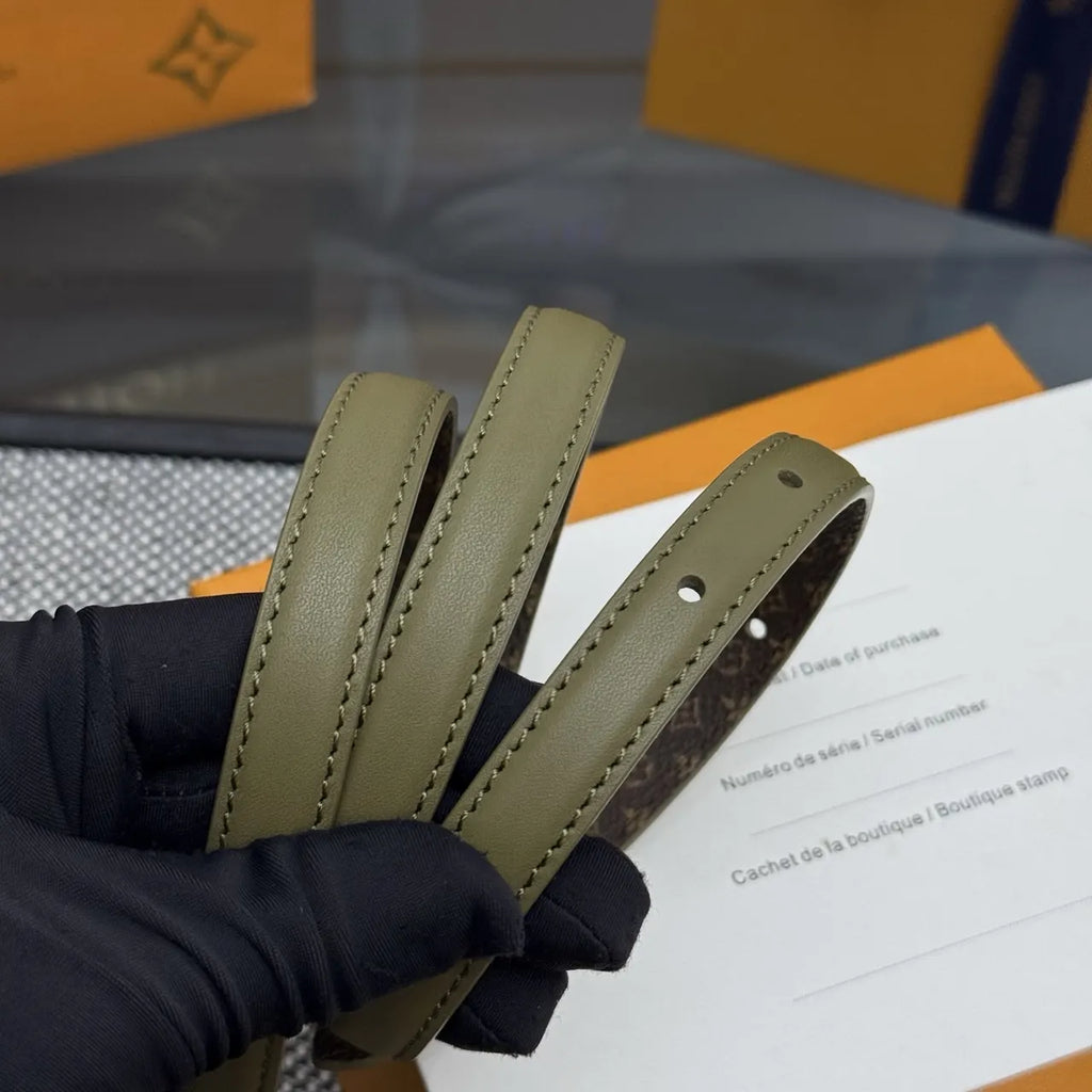 Louis Vuitton Olive Green Leather Belt - Hình 4