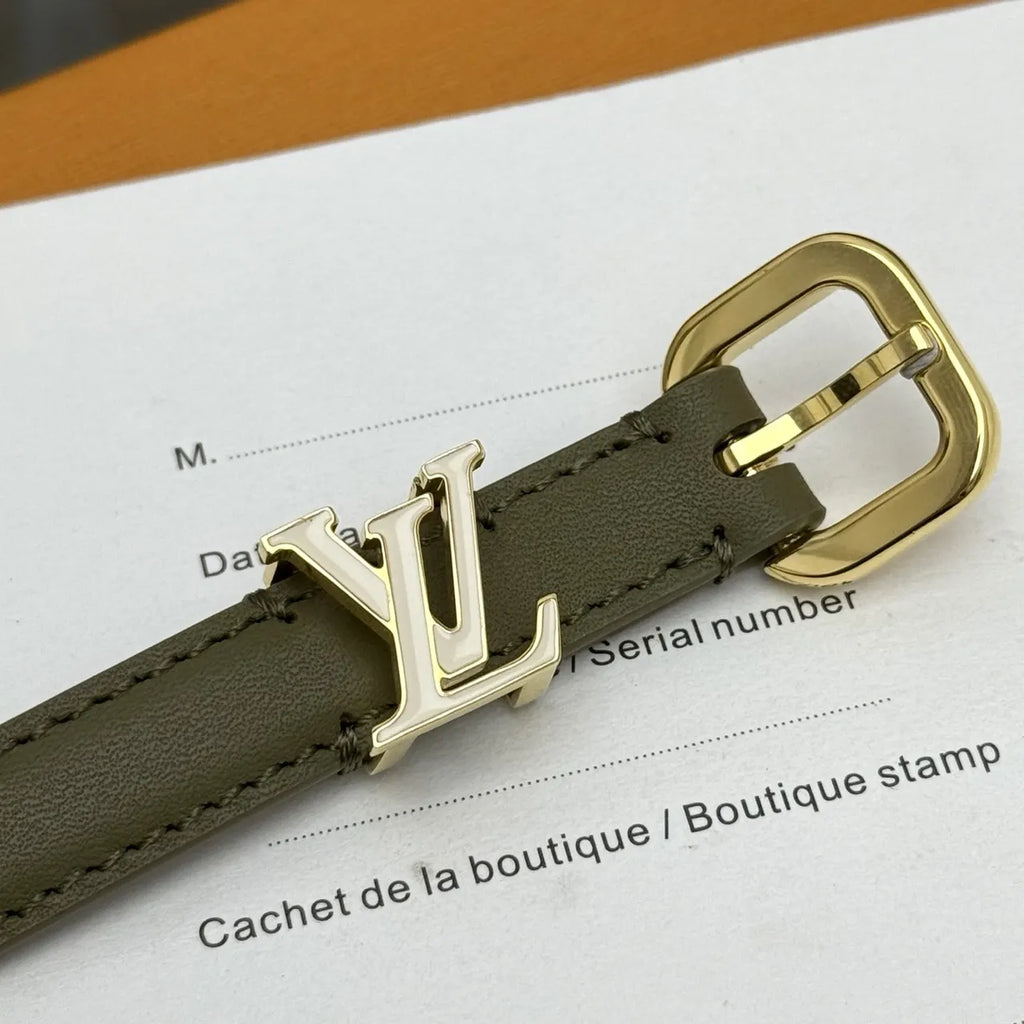 Louis Vuitton Olive Green Leather Belt - Hình 5