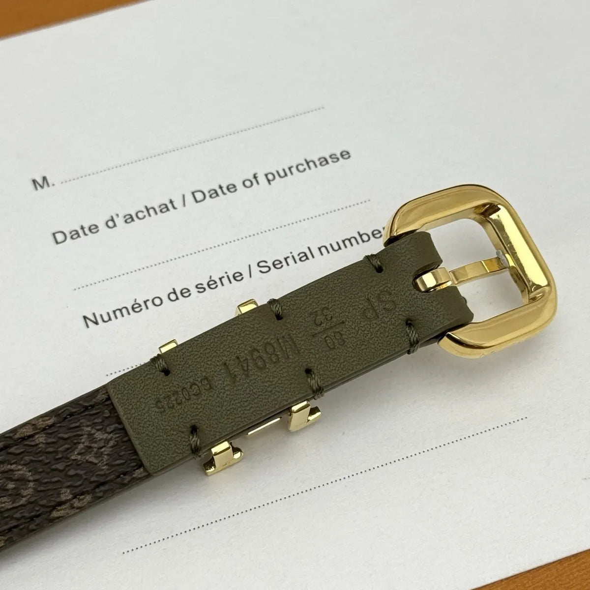 Louis Vuitton Olive Green Leather Belt - Hình 6