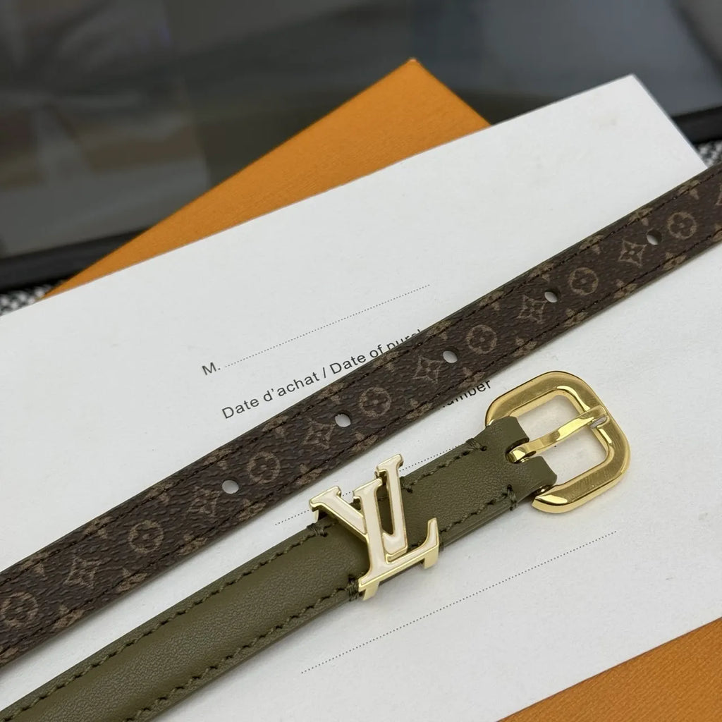 Louis Vuitton Olive Green Leather Belt - Hình 8