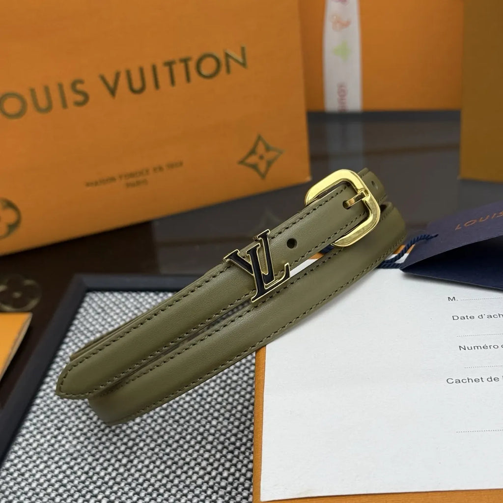 Louis Vuitton Olive Green Skinny Belt