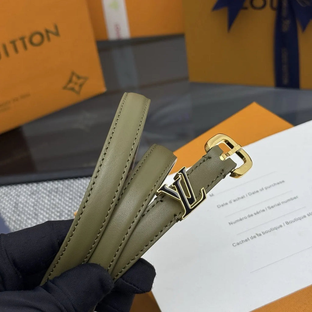 Louis Vuitton Olive Green Skinny Belt - Hình 3