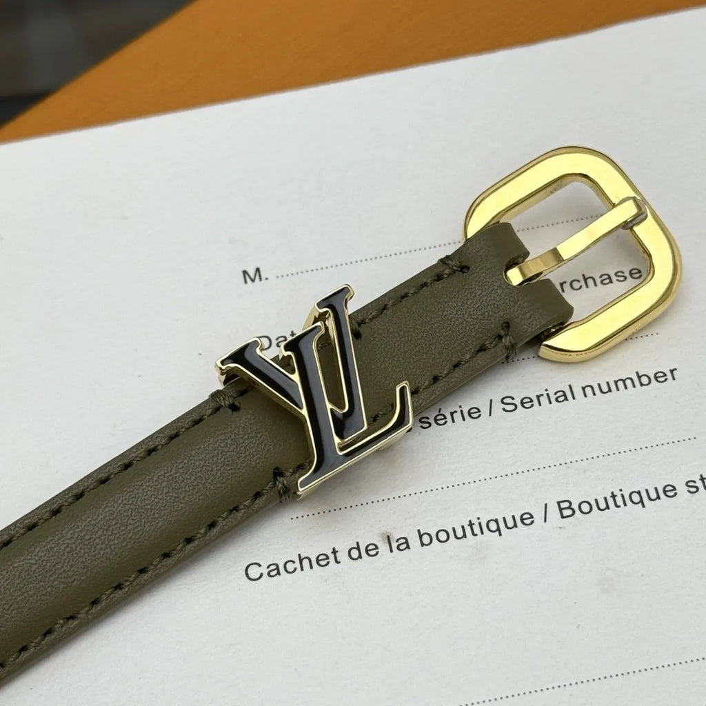 Louis Vuitton Olive Green Skinny Belt - Hình 5