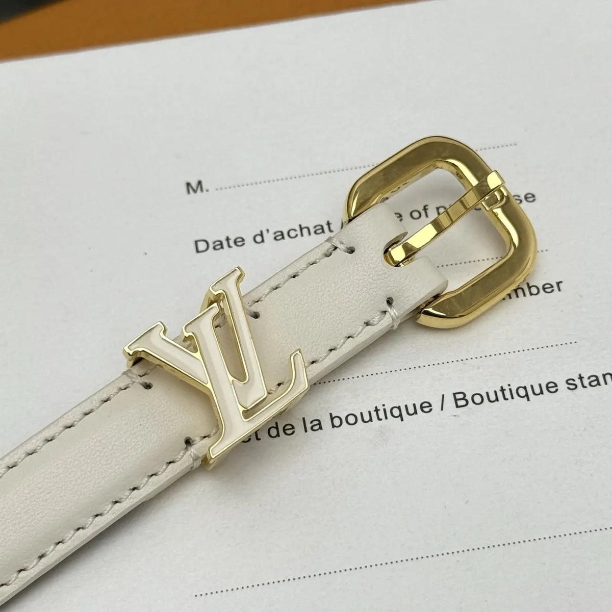 Louis Vuitton Ivory Leather Belt - Hình 5