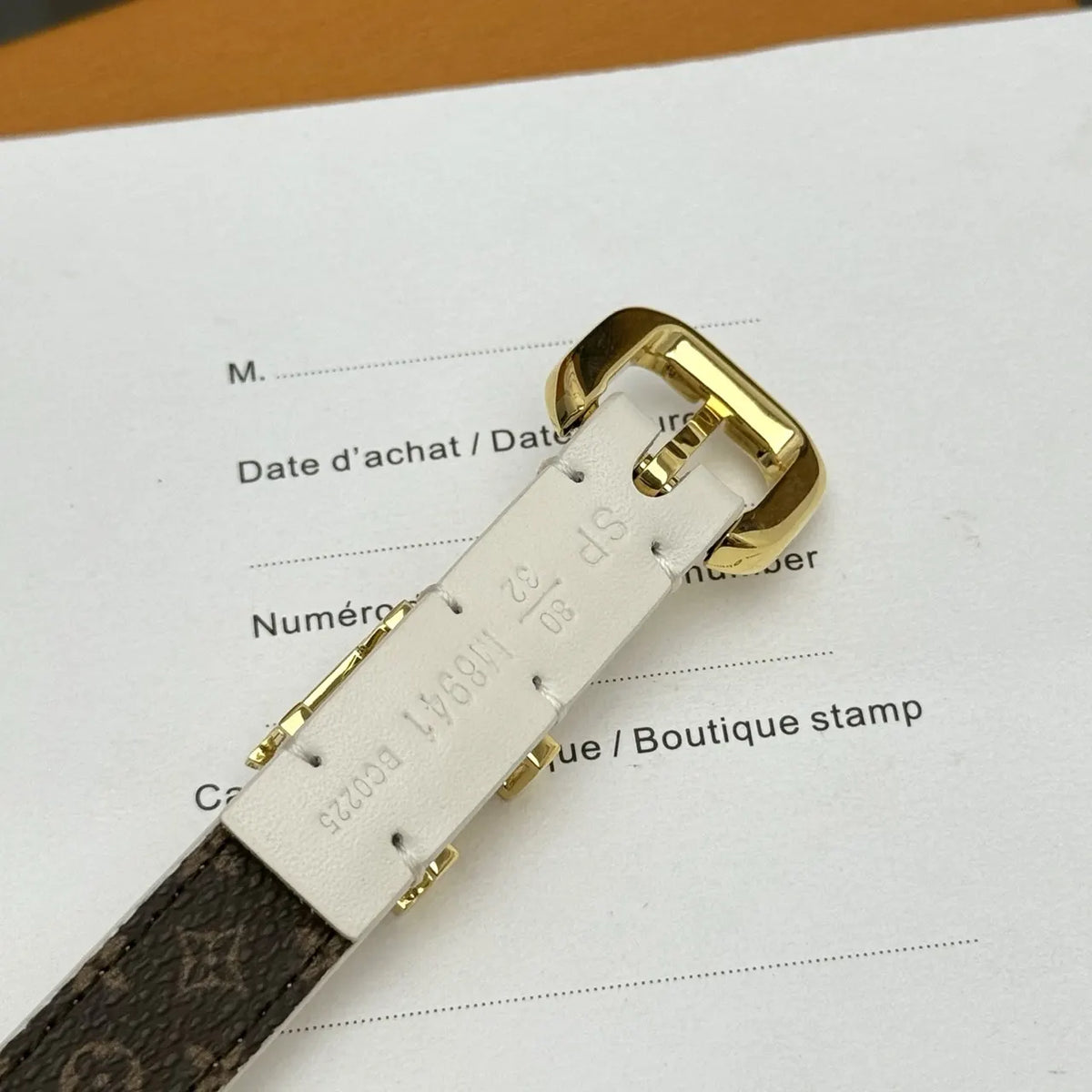Louis Vuitton Ivory Leather Belt - Hình 6