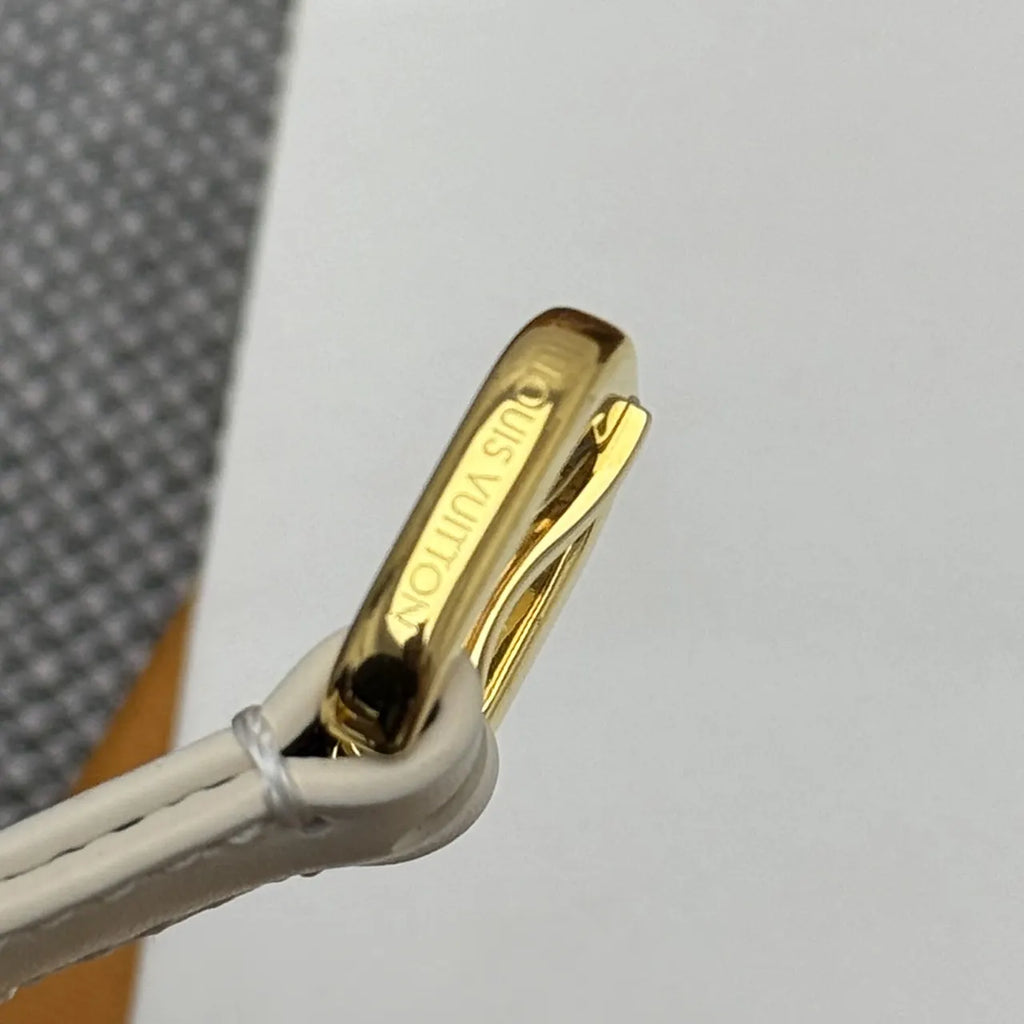 gold Louis Vuitton Cream Leather Belt - Hình 9