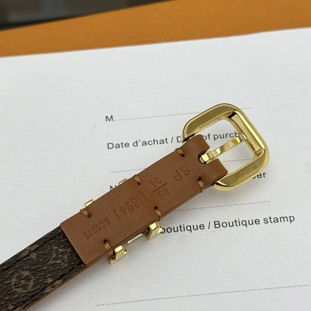 Louis Vuitton Tan Leather Thin Belt - Hình 6