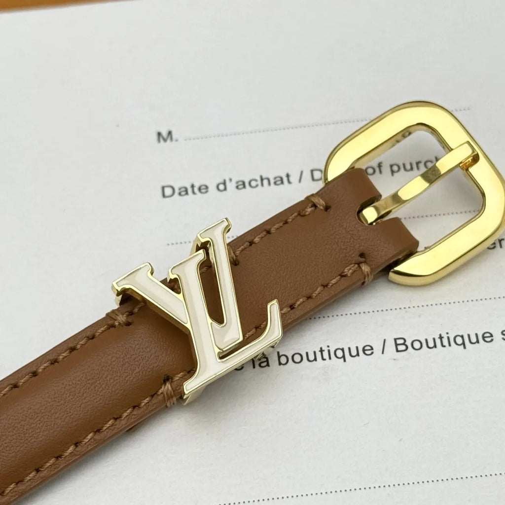 Louis Vuitton Tan Leather Narrow Belt - Hình 5